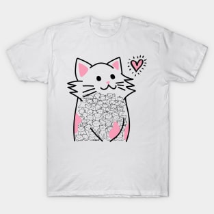 Cats Brighten Up My Heart (Pink) T-Shirt